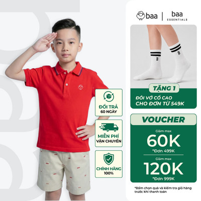 Áo polo thể thao bé trai mùa hè siêu mát thoáng khí, mềm mịn, thấm hút 1 - 10 tuổi BaaBaby PL02N