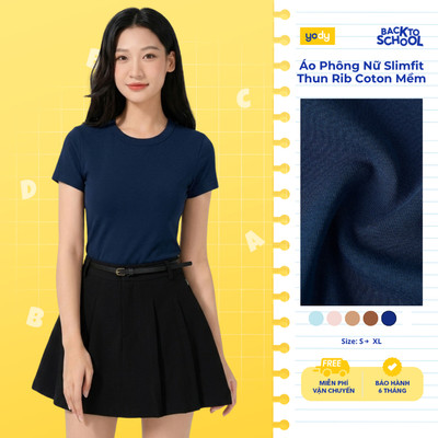 Áo Phông Nữ Yody Slimfit Thun Rib Coton Mềm WCTS26S040