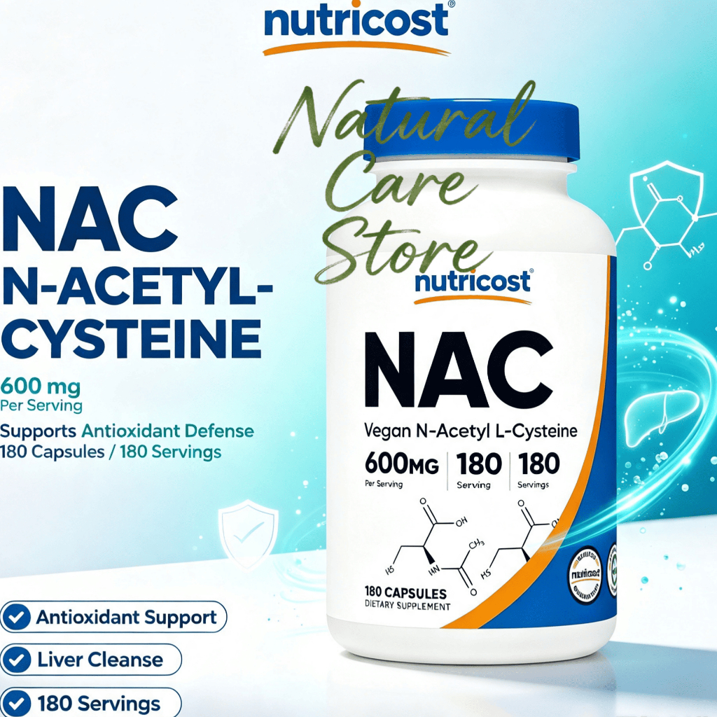 【Nhập khẩu từ Mỹ】Viên Uống Nutricost NAC N-Acetyl L-Cysteine 600mg 180 Viên