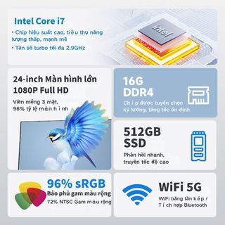 All in One computer 24/22 inches, Intel Core i7 high-performance processor, keyboard and mouse included,with Win11/MS