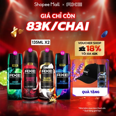 [DEAL SỐC] Combo 2 Xịt thơm nước hoa cao cấp AXE 135ml, Fine Fragrance mist lưu hương tinh tế và khử mùi lên tới 72h