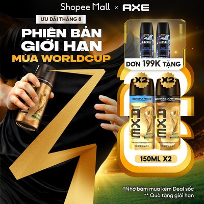 [MỚI] Combo 2 Xịt thơm hương nước hoa AXE phiên bản giới hạn FIFA World Cup 2026 150ml 