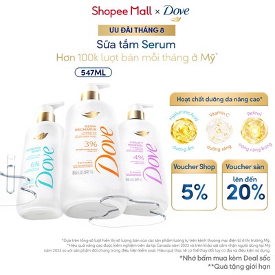 Dove sữa tắm Serum dưỡng da Sáng bóng | Ẩm mịn | Trông căng bóng 547ml