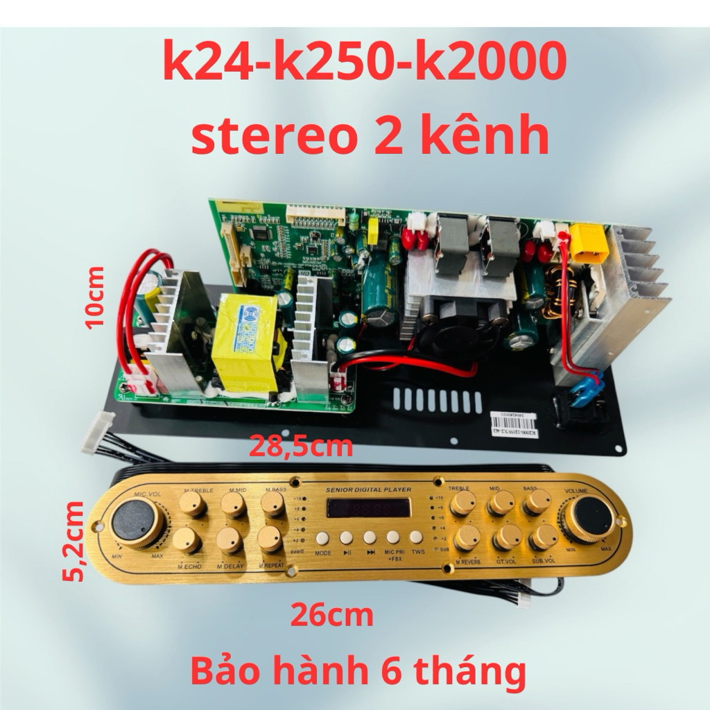 Mạch loa kéo K24pro, k250, k2000 có 2 kênh stereo. công suất thật 240w. sản phẩm chưa có micro