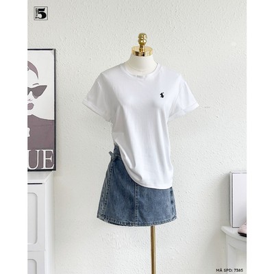 Áo thun ngắn tay Twentyfive dáng basic tối giản họa tiết thêu nhỏ hiện đại, trẻ trung 7385
