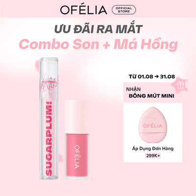Combo Son Và Má Hồng OFÉLIA SUGARPLUM - MistyNow Blurring Tint + Lolli Liquid Blush (3.8g x 4.6g)