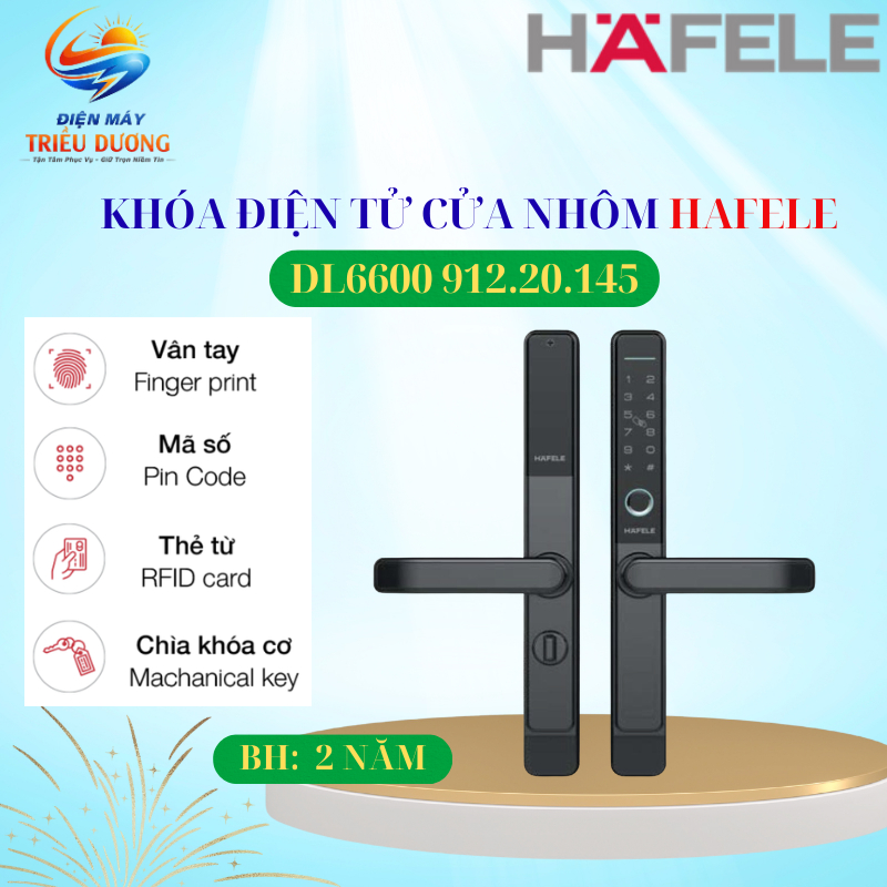 Khóa điện tử Hafele DL6600-SW 912.20.145 KHÓA CỬA NHÔM