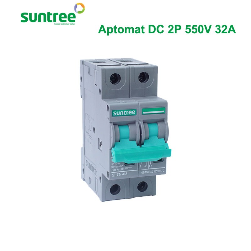 Áp tô mát DC 2P 32A 550V, mã sản phẩm: SL7N-63 2P 550V 32A ,hiệu: Suntree.