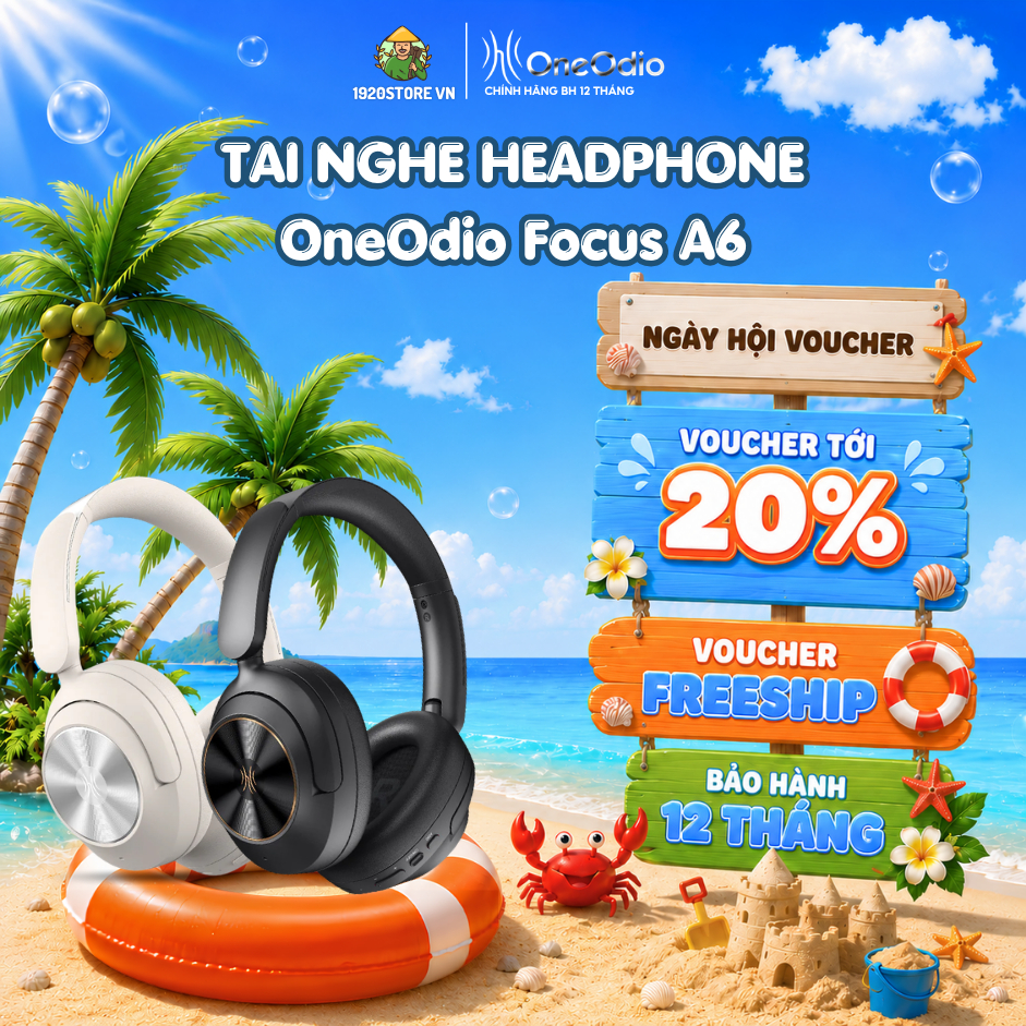 Tai Nghe Chụp Tai Headphone OneOdio Focus A6, Bluetooth 6.0, Chống Ồn ANC -48dB, Nghe Nhạc 75H - BH 