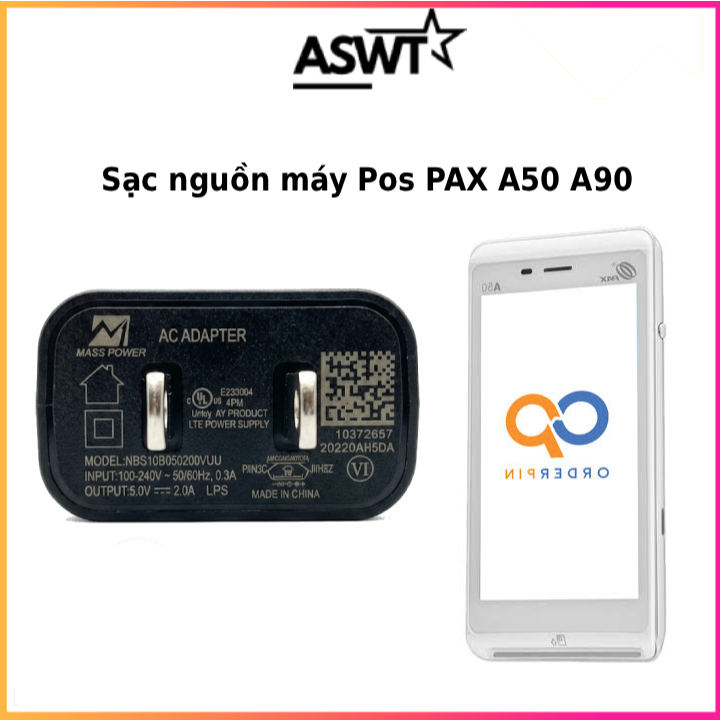 Sạc máy pos PAX A50  A77 A90, sạc nguồn máy quẹt thẻ PAX A50  A77 A90
