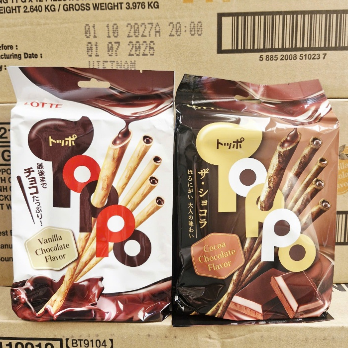 Bánh que socola Toppo Túi 132g (11g x 12 pack)