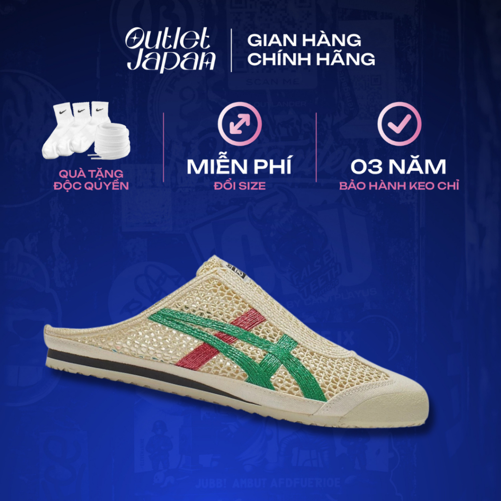 Giày Onitsuka Tiger Sabot 'Cream Kale' chính hãng, Onitsuka Tiger real fullbox bảo hành 03 năm Japan