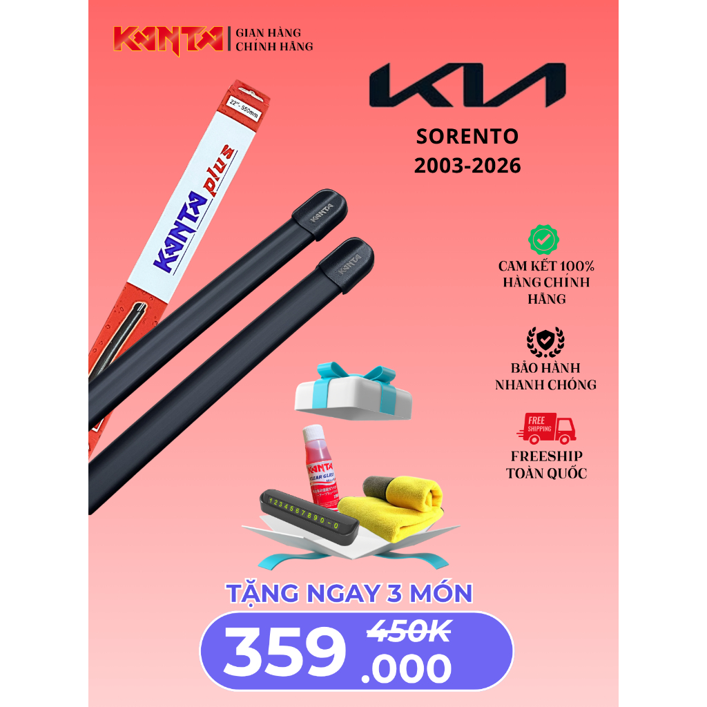 Gạt mưa Kanta Plus cho xe KIA SORENTO BL XM UM MQ4 siêu sạch siêu êm siêu bền(bảo hành 6 tháng)