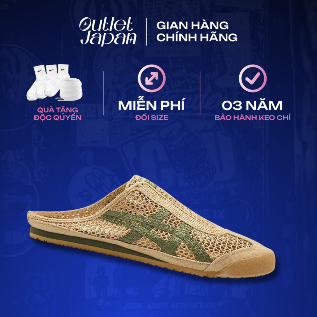 Giày Onitsuka Tiger Sabot 'Beige Green' chính hãng, Onitsuka Tiger real fullbox bảo hành 03 năm Japa