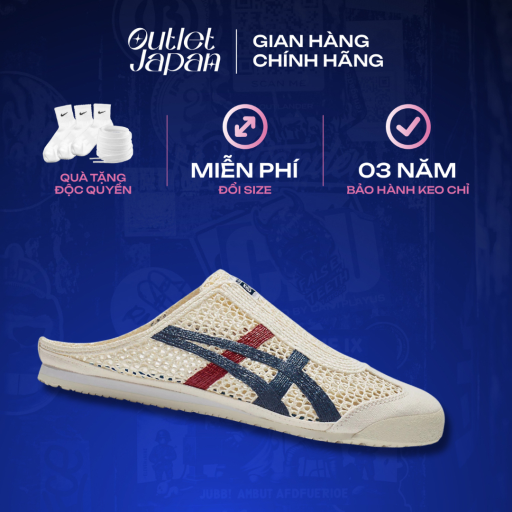 Giày Onitsuka Tiger Sabot 'Red Blue' chính hãng, Onitsuka Tiger real fullbox bảo hành 03 năm Japan A