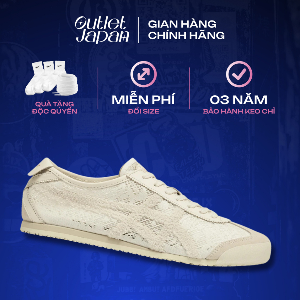 Giày Onitsuka Tiger chính hãng, Onitsuka Tiger Mexico 66 ‘Kem Ren’ real fullbox, bảo hành 03 năm Jap