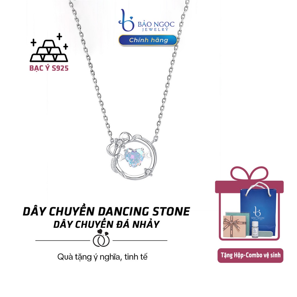 Dây chuyền bạc Dancing Stone đá trái tim nhảy múa, Dây chuyền bạc nữ s925 đính đá đổi màu - DB2828