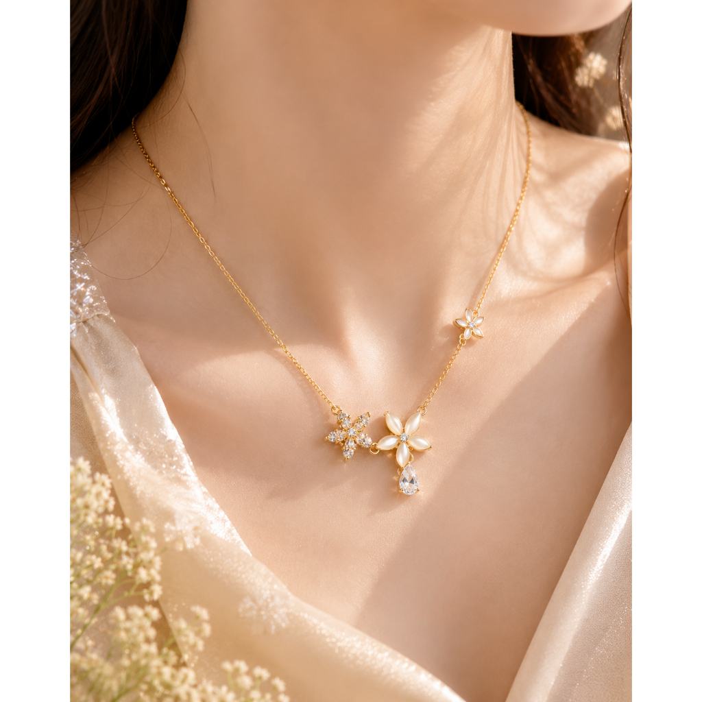 Dây Chuyền Nữ Hoa Đá Mắt Mèo Cat's Eye Mạ Vàng 14K LUMI CAT'S EYE