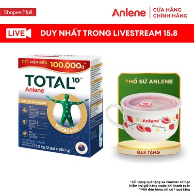 [Deal độc quyền SE] Sữa bột Anlene Total 10 Hương Vani 1.2KG (2 gói 600g x 2)