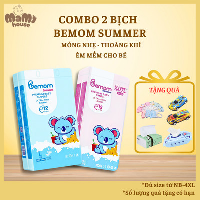COMBO 2 Bịch Tã/Bỉm BEMOM SUMMER Hàn Quốc Dán/Quần Đủ Size từ NB đến 4XL
