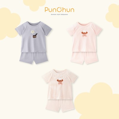 [PUNCHUN 6M-5Y] Bộ quần áo cộc cổ tròn Punchun Magic cho bé trai bé gái