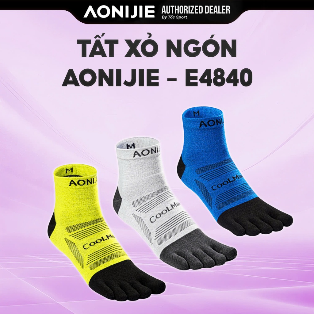 Tất Xỏ Ngón | Tất Năm Ngón | Aonijie - E4840 | Tất Cổ Cao | Tất Chạy Bộ Chuyên Nghiệp | Tất Thể Thao