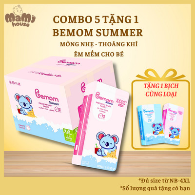 [ Mua 5 Tặng 1 ] Tã/Bỉm BEMOM SUMMER Hàn Quốc Dán/Quần Đủ Size từ NB đến 4XL