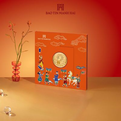 Đồng vàng 24K Cá Chép Vượt Vũ Môn 0.1 chỉ tặng bao bì Vinh Quy Hiển Đạt, Kim Thư Vinh Hiển - Bảo Tín Mạnh Hải