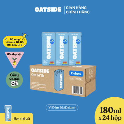 Thùng 24 Hộp Sữa yến mạch OATSIDE Deluxe vị Đậm Đà lốc 180ml-Không lactose,Thơm ngon sánh mịn