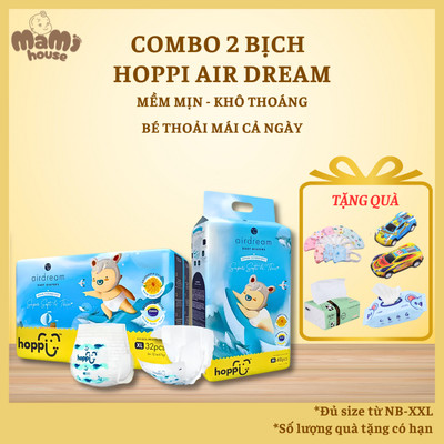 [ DEAL KÈM QUÀ] COMBO 2Bịch Bỉm-Tã Hoppi Airdream siêu mềm mỏng đủ size cho bé từ NB đến XXL
