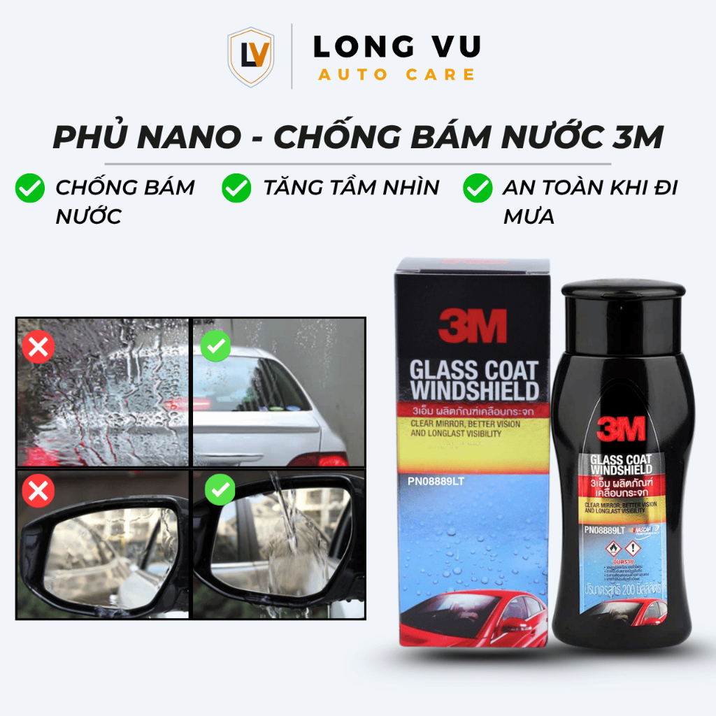 Chai chống bám nước trên kính xe 3M Glass Coat Windshield 08889 LT