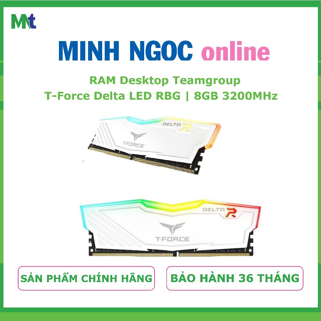 Ram Desktop Teamgroup T-Force Delta 1x8GB 3200 RGB White | New, Bảo hành 36 tháng