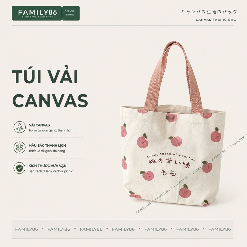 Túi Xách Vải Canvas, Túi Vải Đựng Đồ Đựng Cơm Văn Phòng, Túi Tote Nhỏ Đeo Vai…