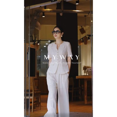 Set Vest Quần Suông Nữ MY WAY Dáng Trơn Basic Cao Cấp 2MAB14126 2MQB02150 - TR0