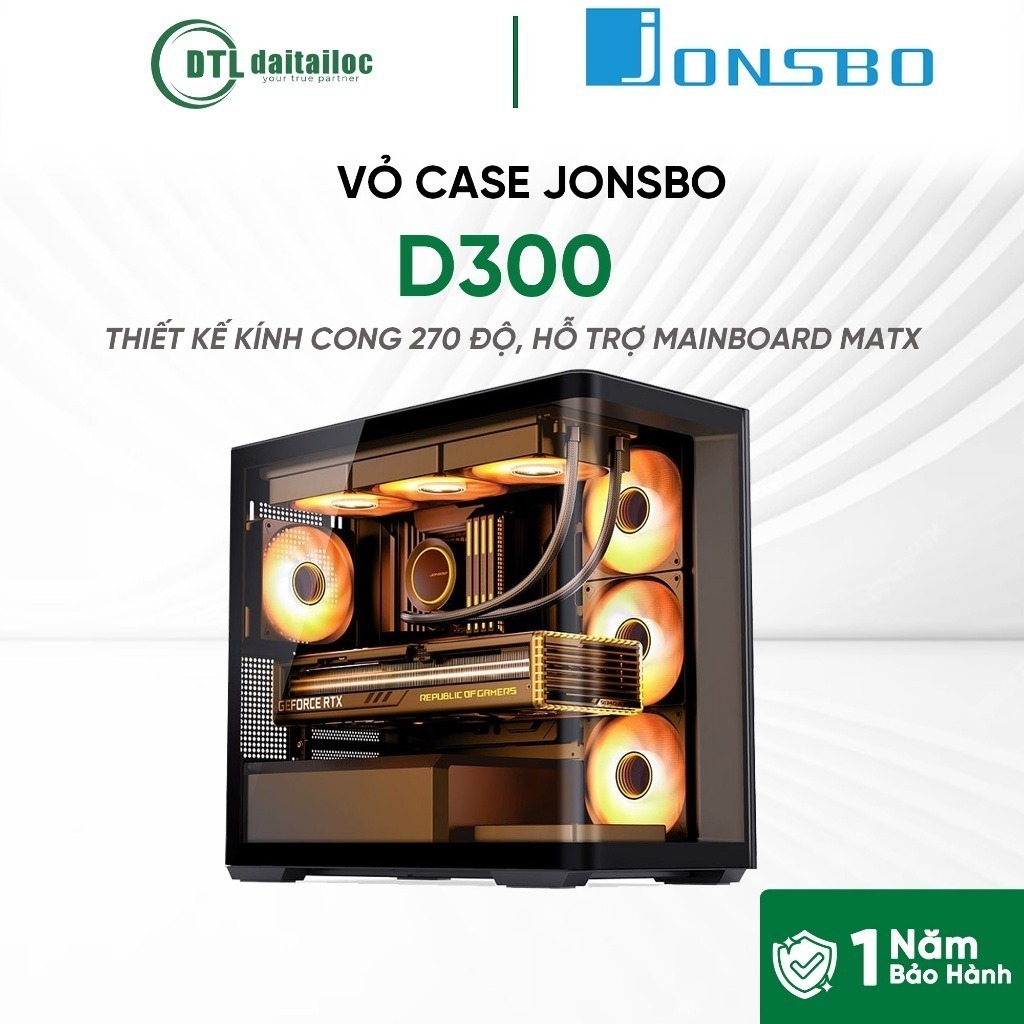 Case JONSBO D300 Black MATX Màu Đen Màu Trắng Kính Cong | Chính Hãng | Bảo Hành 12 Tháng
