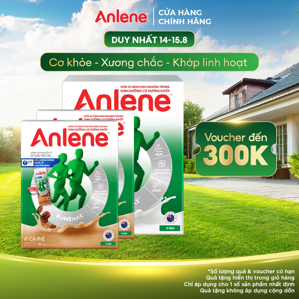 Combo 1 hộp Sữa Bột Anlene Gold Movepro Hương Vanilla 1,2Kg + 2 hộp Sữa Bột Anlene hương Cà phê hộp 