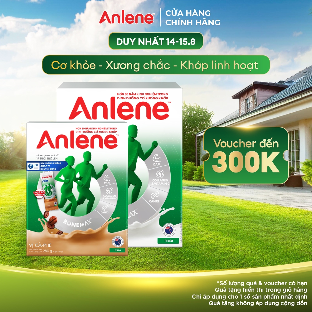 Combo 1 hộp Sữa Bột Anlene Gold Movepro Hương Vanilla 1,2Kg + 1 hộp Sữa Bột Anlene hương Cà phê hộp 