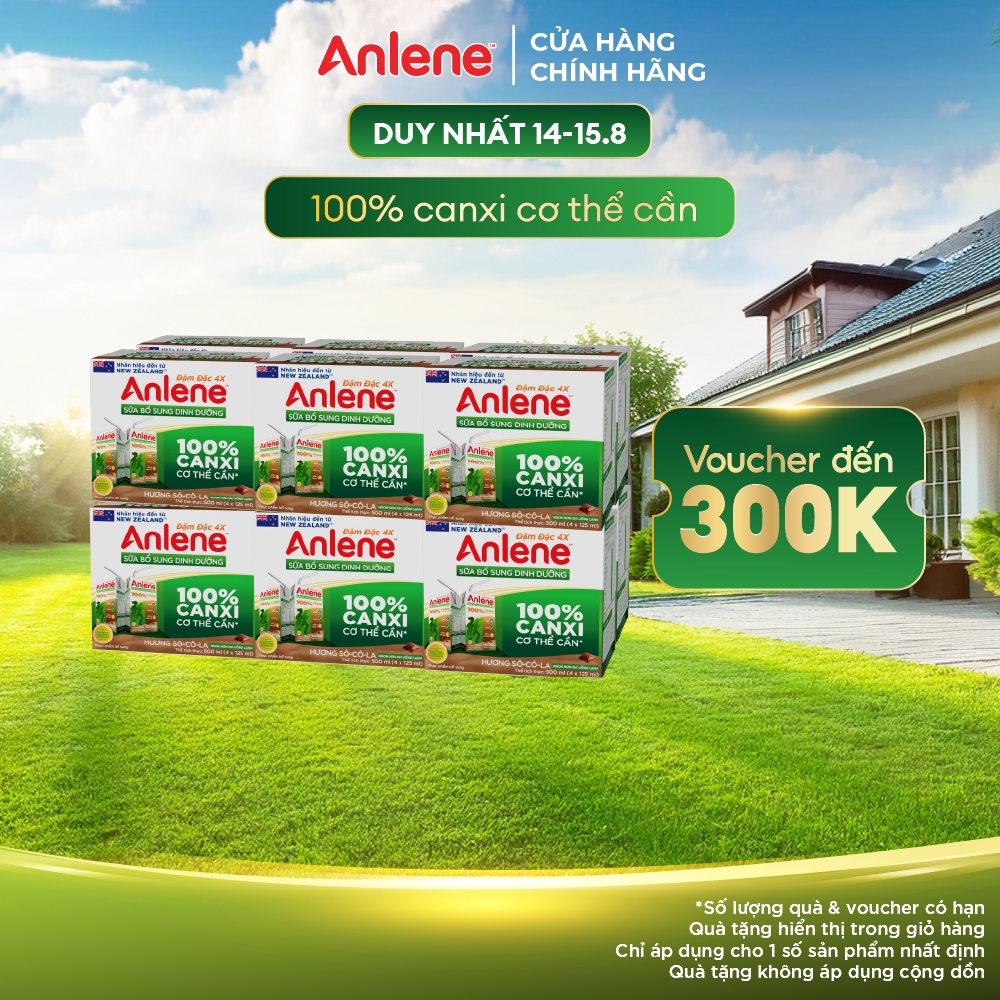 Thùng 48 hộp sữa nước Anlene hương Sô - cô - la đậm đặc 110ml