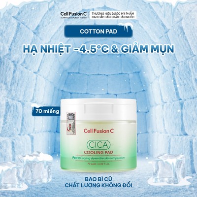 Toner Pad Hạ Nhiệt -5 Độ Giảm Mụn & Làm Dịu Da Cell Fusion C Post α CICA Cooling Pad 70 miếng