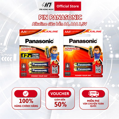 Vỉ 2 Viên Pin AA , AAA Panasonic Alkaline 1,5 V Hàng Chính Hãng