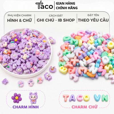 TACO - Charm Chữ Đục Mini Trang Trí Tiểu Cảnh,Handmade Ốp Lưng,Bình Nước,Nón Bảo Hiểm,KẹpTóc [1 cái ]-Charm Hình Cute