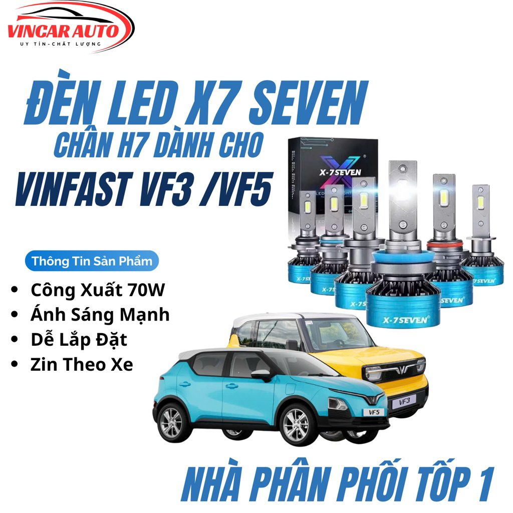 ĐÈN LED 7SEVEN X7 – CHÂN H7 (70W) DÀNH CHO VINFAST VF3 & VF5