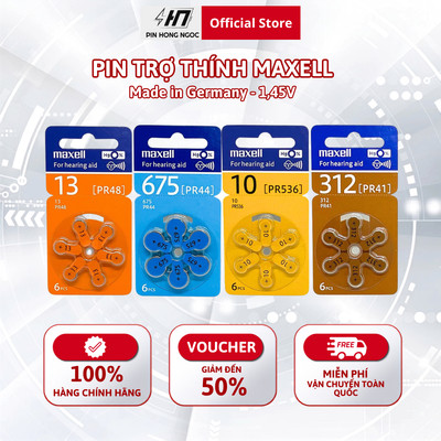 Pin máy trợ thính PR41 ( pin 312 ) , PR44 ( pin 675 ) , PR48 ( Pin 13 ) , PR536 ( Pin 10 ) MAXELL 1,45V Hàng chính hãng