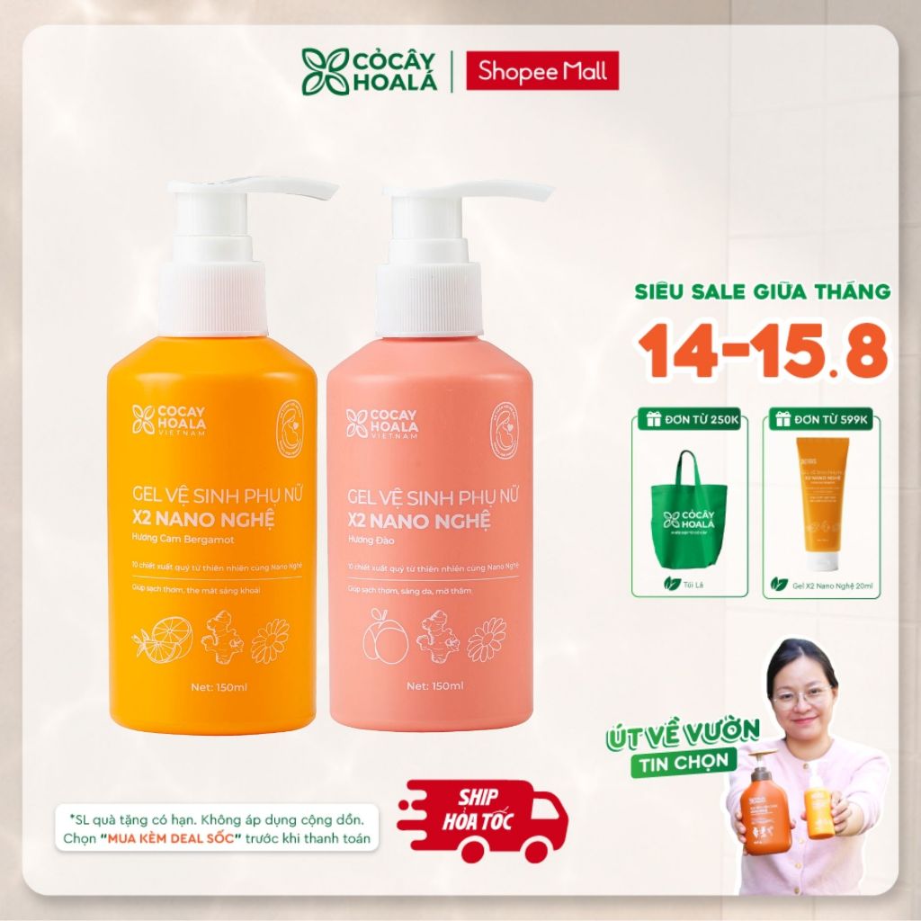 [HỎA TỐC] Dung Dịch Vệ Sinh Cỏ Cây Hoa Lá Gel x2 Nano Nghệ Phiên Bản Mới Làm Sạch Dịu Nhẹ 150ml