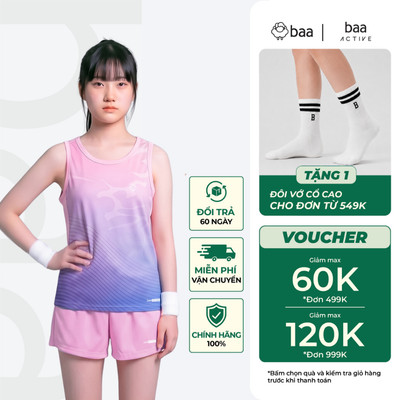 Áo tanktop thể thao bé gái chạy bộ, cầu lông siêu nhẹ, thấm hút, nhanh khô 5 - 14 tuổi Baa Active AT35C