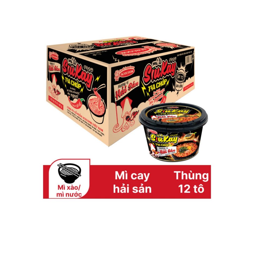 [1 Thùng] Mì Siukay Hải Sản (12 Tô)