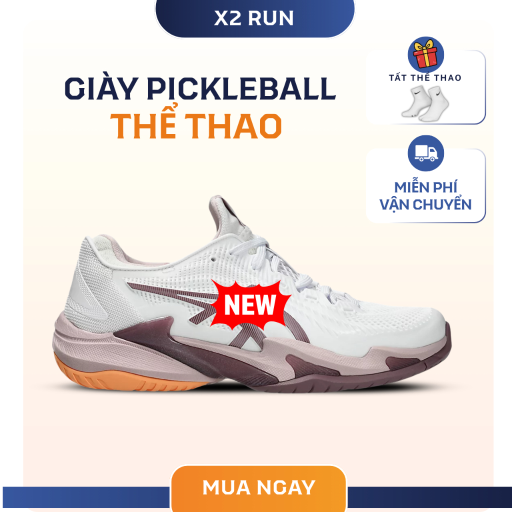 Giày Thể Thao Pickleball Tennis Đế Trợ Lực ,Êm ,Ma Sát Tốt FF3 NOVAK Hồng Trắng