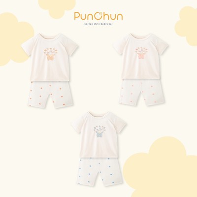 [PUNCHUN 6M-5Y] Bộ quần áo cộc cổ tròn Punchun Magic thỏ cho bé gái