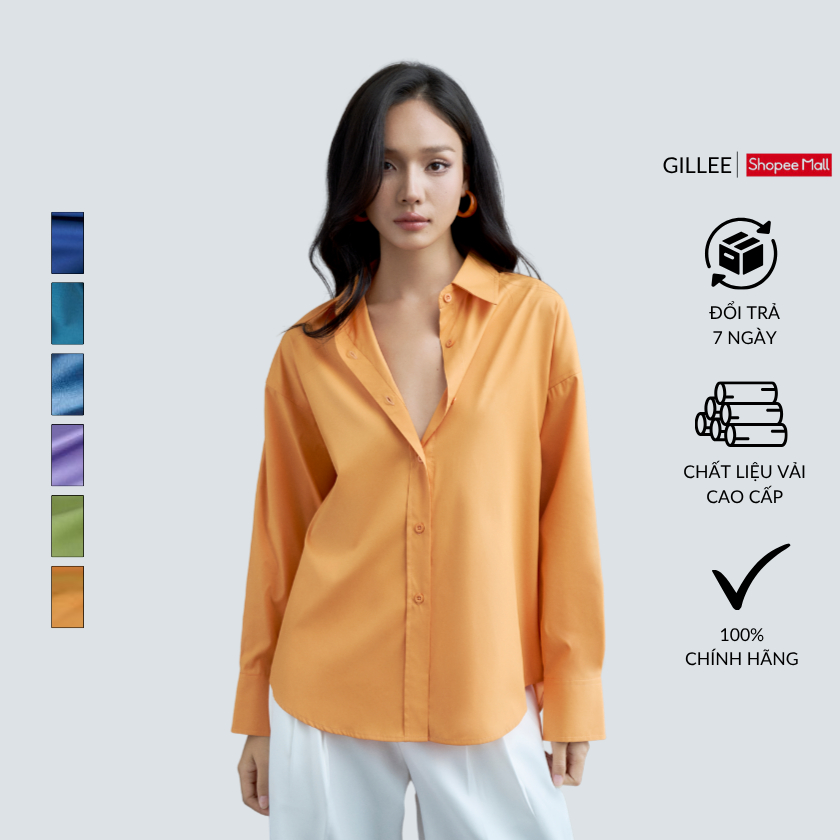 Áo sơ mi nữ GILLEE sơ mi dáng oversized, sơ mi form rộng vải kate Mỹ thấm hút, chống nhăn FAS327