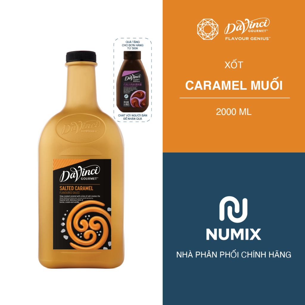 XỐT CARAMEL MUỐI DAVINCI 2L (SALTED CARAMEL SAUCE) – HƯƠNG VỊ ĐẬM ĐÀ, ĐẲNG CẤP PHA CHẾ